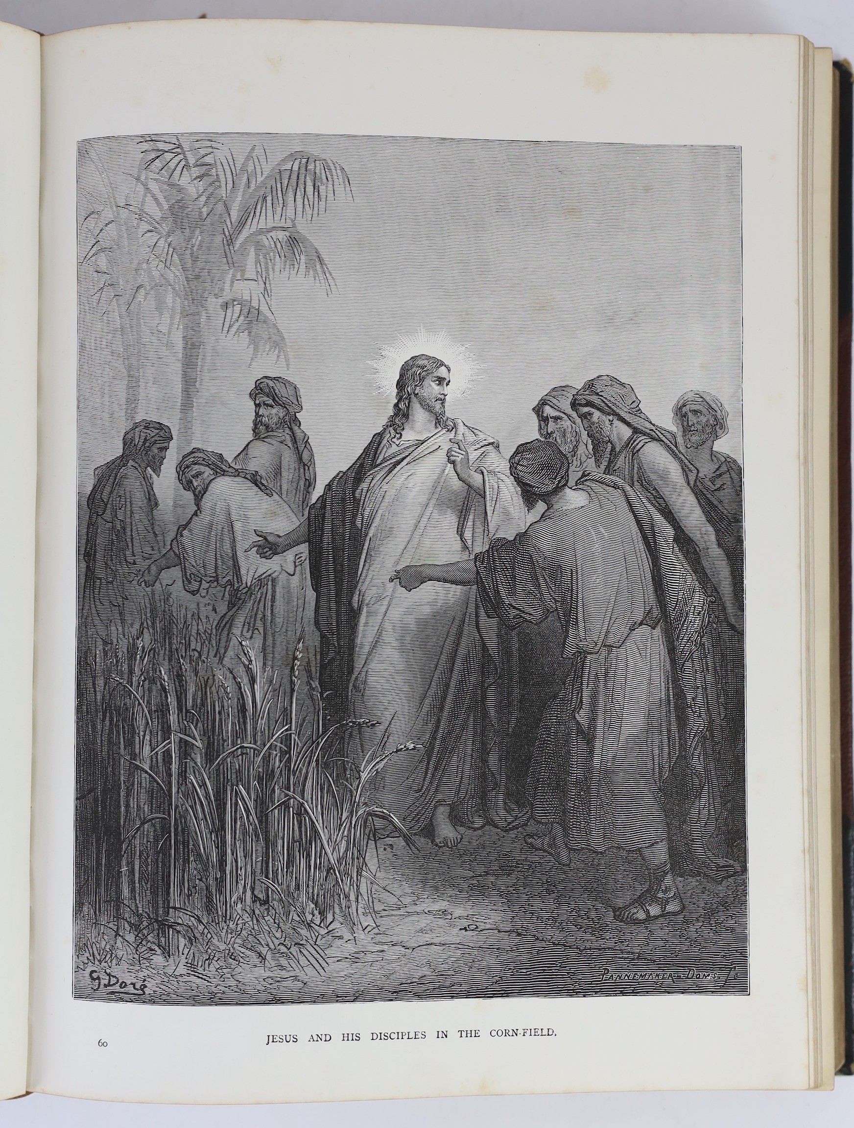 Dore, Gustave (illustrator) - Cassell's Dore Gallery... With a Memoir (etc) by Edmund Ollier. num. engraved plates; contemp. half morocco and cloth, gilt decorated panelled spine, ge. and marbled e/ps., fol. (ca.1885)